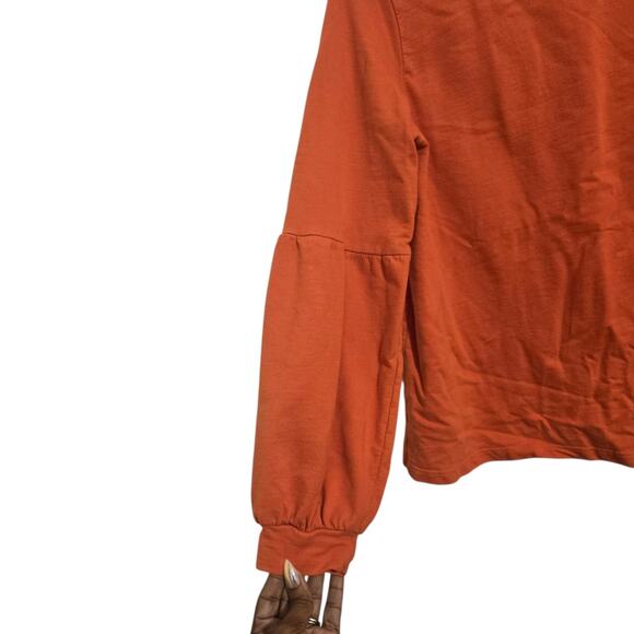 Crown & Ivy Women’s Burnt Orange Long Sleeve Balloon Sleeve Blouse Top Sz M - Picture 4 of 5